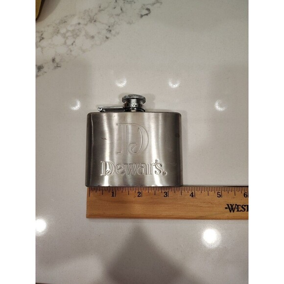 DEWAR'S STAINLESS STEEL 4OZ. SCOTCH WHISKEY Empty FLASK - Picture 9 of 10